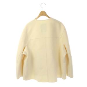 Drawer サキソニーラウンドネックジャケット ノーカラー ウール 38 ホワイト