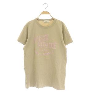 Maison Kitsuné フロッキーロゴプリントTシャツ 半袖 XL ベージュ