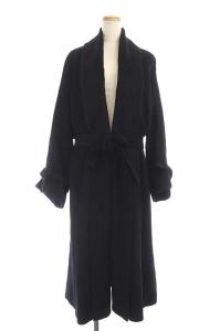 ショールカラーコート アンゴラ ウール混 黒
