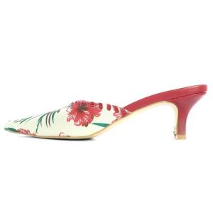 Ameri VINTAGE ミュール ポインテッドトゥ 花柄 22cm レッド