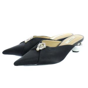 ボールヒールミュールサンダル S ブラック