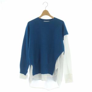 20SS シャツドッキングアシンメトリーニット セーター 38 青