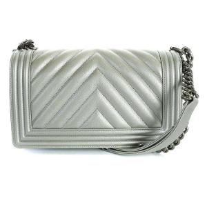CHANEL ボーイシャネル シェブロン ラージチェーン ワンショルダーバッグ レザー 22番台