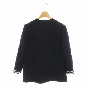 BORDERS at BALCONY GATHERED TOP ギャザートップス カットソー フリル ネイビー