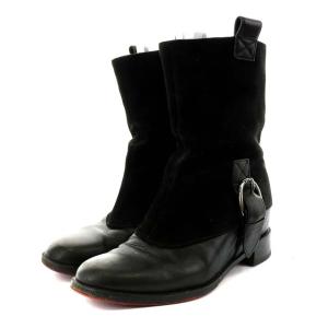 Christian Louboutin ショートブーツ スウェード切替 22.5cm ブラック