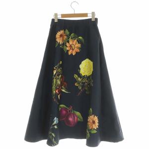 Ameri VINTAGE ANGIE SWITCH FLARE SKIRT マキシスカート ロング フレア 花柄 ネイビー