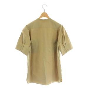 Drawer サファリシャツ バンドカラー コットン ベージュ