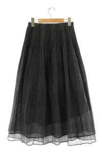 Leilian チェックロングスカート 9 グレー