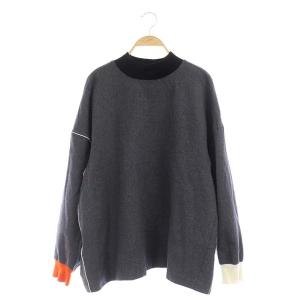 21AW ストレッチサキソニー RIB N/C PULLOVER カットソー 38 グレー