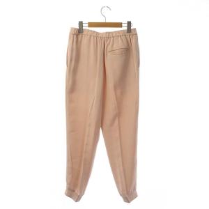 Drawer シルク バックゴム シャーリングパンツ スラックス テーパード 裾リブ タック 38 ピンク