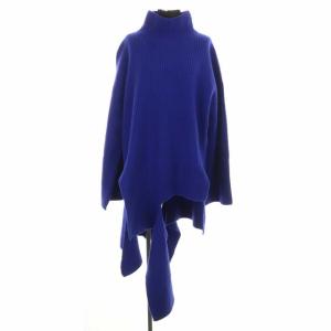 20AW ウールブレンドリブアシンメトリープルオーバー ニットワンピース 38 ブルー