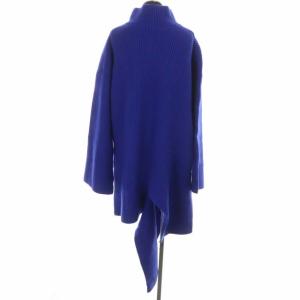 ENFOLD 20AW ウールブレンドリブアシンメトリープルオーバー ニットワンピース 38 ブルー