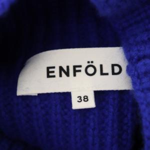 ENFOLD 20AW ウールブレンドリブアシンメトリープルオーバー ニットワンピース 38 ブルー