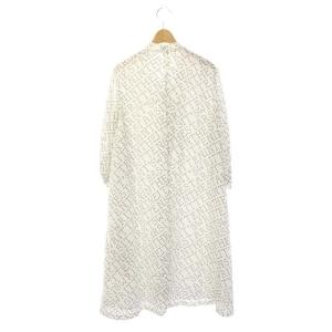 Grace Class 21SS スターレタードプリントワンピース 八分袖 膝丈 フレア 38 ホワイト ブラック