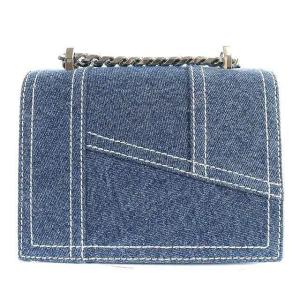 Alexander McQueen ジュエルドサッチェル デニム ショルダーバッグ スカル ストーン チェーン ブルー
