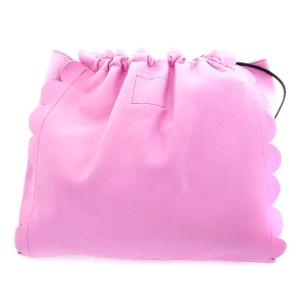 LUDLOW 巾着バッグ ハンドバッグ スカラップ レザー ピンク