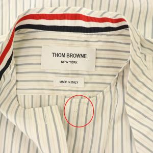 THOM BROWNE ストライプ柄半袖シャツ 38 ホワイト