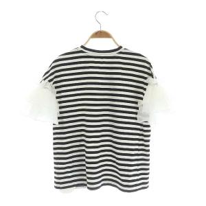 Chesty 21SS 袖フリルボーダー五分袖カットソー F ホワイト