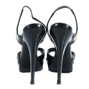 YVES SAINT LAURENT トリビュート ストラップサンダル パテントレザー ハイヒール 厚底 35 ブラック