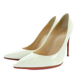 パンプス ポインテッドトゥ エナメル ピンヒール 34.5 ホワイト