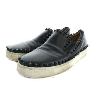 Christian Louboutin カジュアルシューズ ローカット レザー スタッズ 35 ブラック