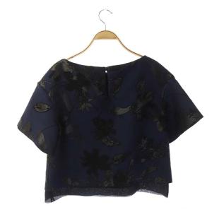 ADORE フラワージャガードブラウス ネイビー