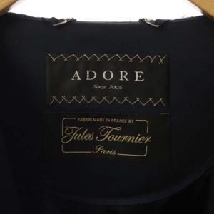 ADORE ツイードノーカラージャケット ラメ ネイビー