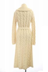 RALPH LAUREN ニットガウンコート コーディガン カシミヤ ウール ケーブル ラメ糸混 ショールカラー