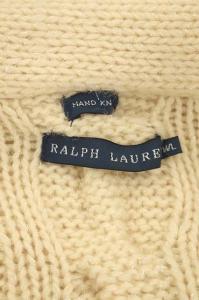 RALPH LAUREN ニットガウンコート コーディガン カシミヤ ウール ケーブル ラメ糸混 ショールカラー