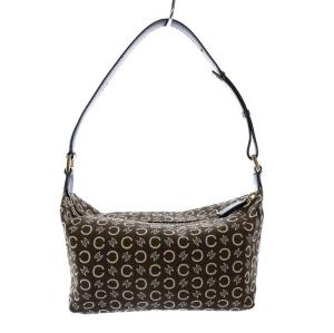 CELINE Cマカダム キャンバス×レザーハンドバッグ ダークブラウン