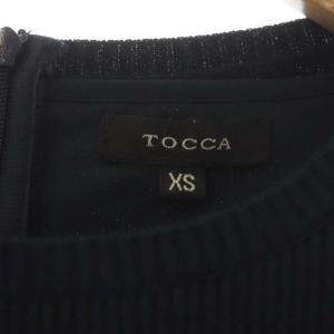 TOCCA ニット切替花柄レースワンピース ひざ丈 半袖 XS 紺 ネイビー