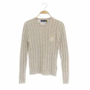 ケーブルニット クレスト パッチ グレージュ ホワイト