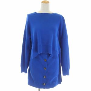 21SS ハイゲージコットン 4WAY プルオーバー ニット チュニック セーター 38 ブルー