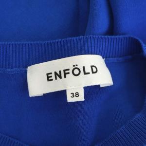 ENFOLD 21SS ハイゲージコットン 4WAY プルオーバー ニット チュニック セーター 38 ブルー