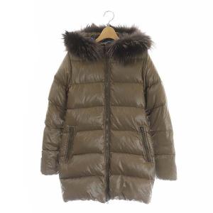 ダウンコート 中綿コート フード ファー 40 ブラウン