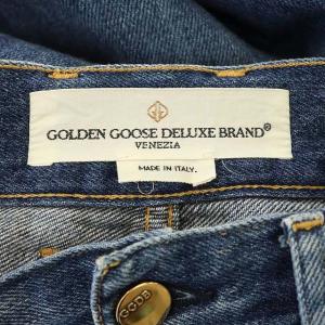 GOLDEN GOOSE BREEZY ワイドデニムパンツ ハイライズ ルーズ ダメージ加工 ボタンフライ 青