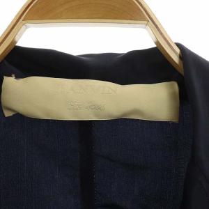 LANVIN テーラードジャケット シルク ウエストリボン カットオフ 40 ネイビー