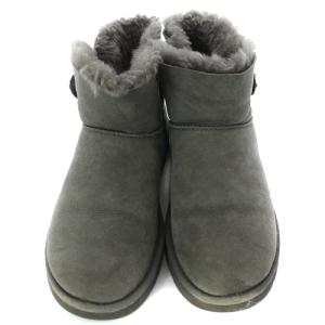 UGG australia MINI BAILEY BUTTON BLING ムートンブーツ ショート 24cm グレー