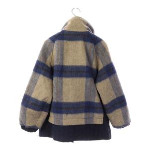 Diagram GRACE CONTINENTAL 20AW チェックコンビウールジャケット アウター 切替 金ボタン 36 ベージュ ブルー