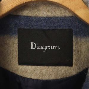 Diagram GRACE CONTINENTAL 20AW チェックコンビウールジャケット アウター 切替 金ボタン 36 ベージュ ブルー