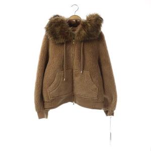 20AW ボアフードブルゾン ジャケット ジップアップ フード ウール混 フェイクファー 36 