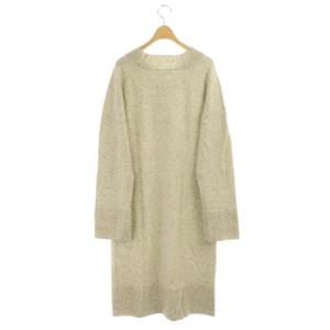 ENFOLD ウールミックスデザインニットワンピース ロング ミモレ丈 Vネック 長袖 38 グレー