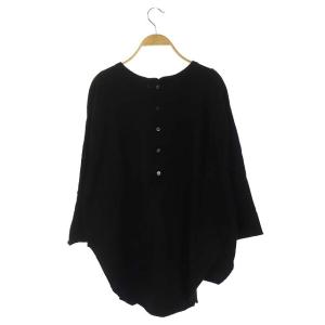 AMERICANA バックヘンリー プルオーバー カットソー チュニック丈 長袖 ラウンドヘム ブラック