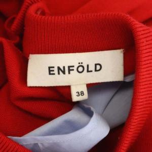 ENFOLD ニットドッキング風ワンピース 38 レッド