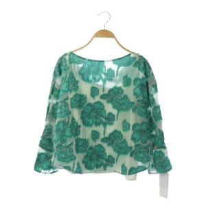 21SS フラワーカットブラウス 36 グリーン