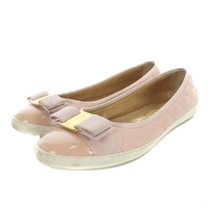 RUFINA フラットシューズ レザー エナメル キルティング ヴァラ 23cm ピンク