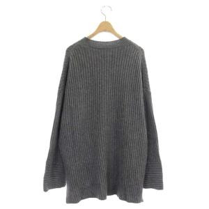 ADORE 21AW ウールカシミヤリブニットプルオーバー セーター 長袖 チュニック丈 38 ライトグレー