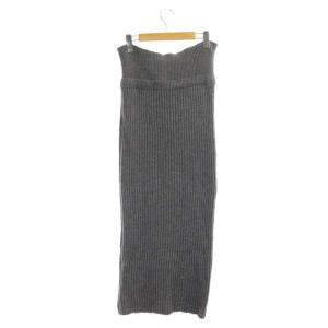ADORE 21AW ウールカシミヤリブニットスカート ロング 38 ライトグレー