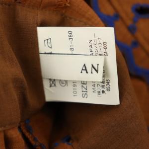 ANAYI フレンチスリーブ刺繍デザインワンピース ロング ブラウン