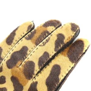PRADA 手袋 グローブ ハラコ ラムレザー レオパード柄 7 ブラウン